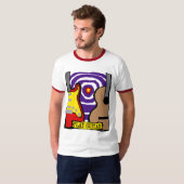 演劇のギターの電気および音響の紫色のリング Tシャツ (正面フル)