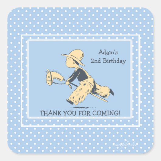 演劇のステッカーの男の子 スクエアシール (正面)