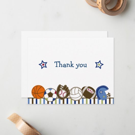 演劇の球のスポーツの男の子はメッセージカード感謝していしています ノートカード (正面/裏面インサイチュ)