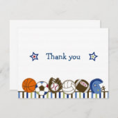 演劇の球のスポーツの男の子はメッセージカード感謝していしています ノートカード (正面/裏面)