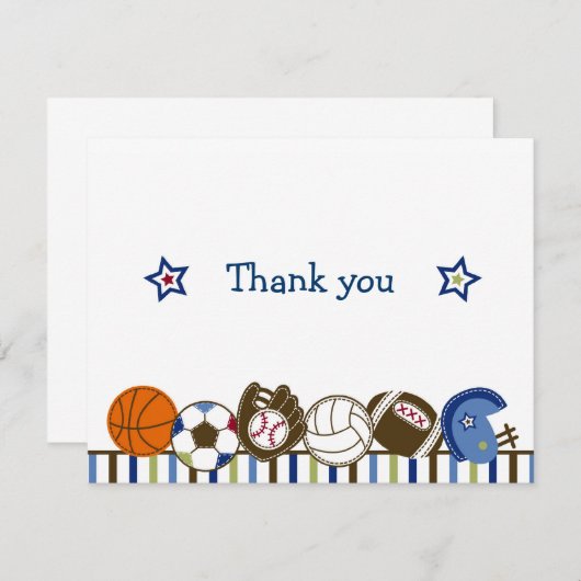 演劇の球のスポーツの男の子はメッセージカード感謝していしています ノートカード (正面/裏面)