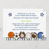 演劇の球はベビーシャワー招待状を遊ばします 招待状 (正面/裏面)