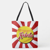 演劇の球! 赤く及び白いソフトボールのトート(反逆者) トートバッグ (裏面)