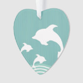 演劇パターンのティール（緑がかった色）の青いイルカ オーナメント (正面)