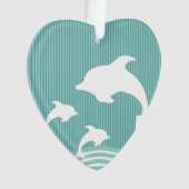 演劇パターンのティール（緑がかった色）の青いイルカ オーナメント (正面)