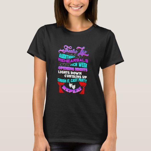演劇ライフシアターブロードウェイミュージカル俳優テスピ Tシャツ (正面)