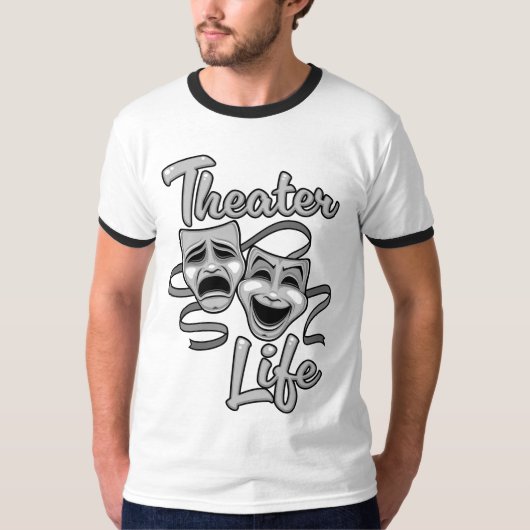演劇人生 喜劇と悲劇のマスク Tシャツ (正面)
