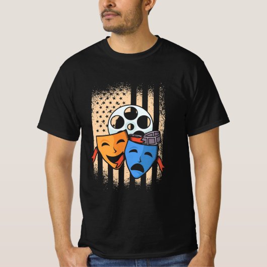 演劇俳優アメリカ国旗 Tシャツ (正面)