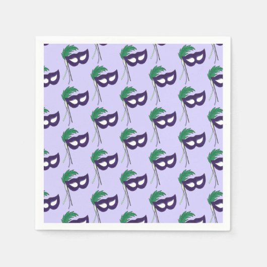 演劇劇場の仮面仮面マルディグラ スタンダードカクテルナプキン (正面)