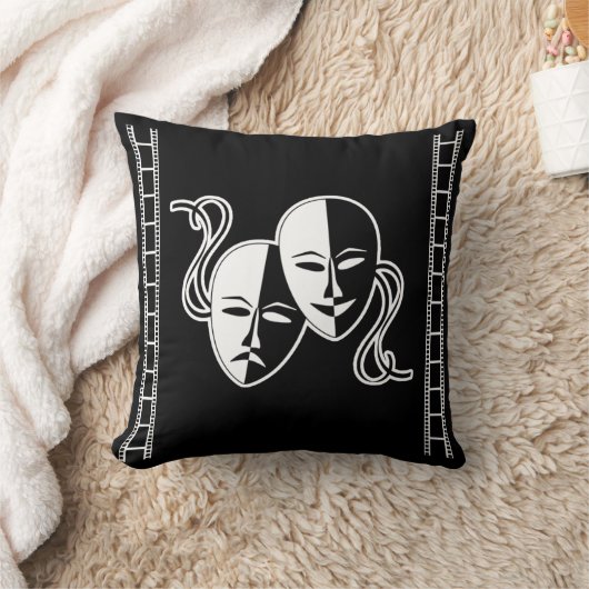 演劇的な顔を搭載するホームムービーの劇場の枕 クッション (ブランケット)