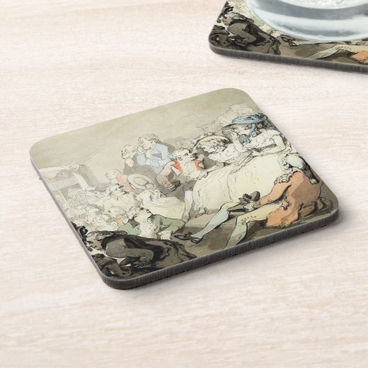 演劇、c.1785 (ペンとインクaを見ている聴衆 コースター (左側)