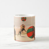 演技する犬とのピエロを示すサーカスポスター コーヒーマグカップ (中央)
