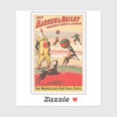 演技する犬とのピエロを示すサーカスポスター シール (シート)