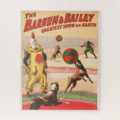 演技する犬とのピエロを示すサーカスポスター ジグソーパズル (縦)