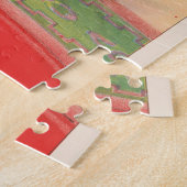 演技する犬とのピエロを示すサーカスポスター ジグソーパズル (側面)