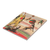 演技する犬とのピエロを示すサーカスポスター タイル (側面)