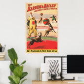 演技する犬とのピエロを示すサーカスポスター ポスター (ホームオフィス)