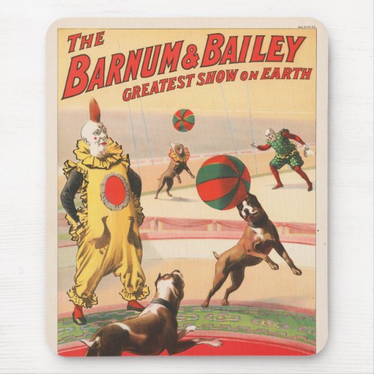 演技する犬とのピエロを示すサーカスポスター マウスパッド (正面)