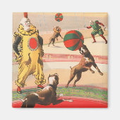 演技する犬とのピエロを示すサーカスポスター マグネット (正面)