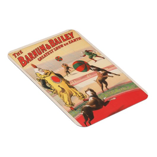 演技する犬とのピエロを示すサーカスポスター マグネット (右側)