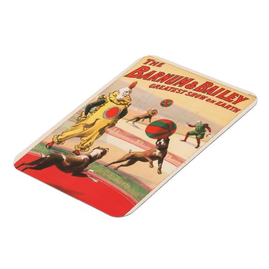 演技する犬とのピエロを示すサーカスポスター マグネット (左側)