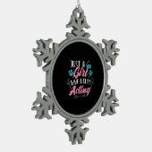 演技を愛する女の子だけかわいい俳優を女性に スノーフレークピューターオーナメント (左)