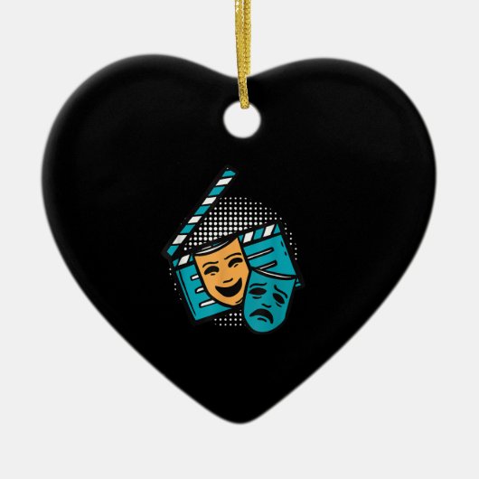 演技クラッパーボードシアターマスクシアターアクター セラミックオーナメント (正面)