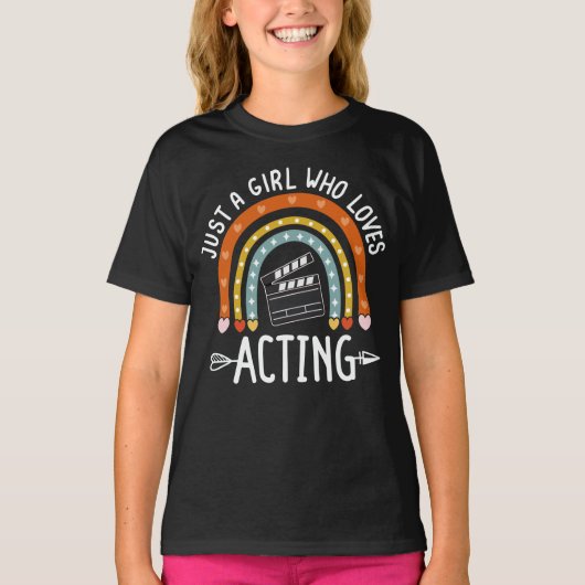 演技レインボーシアターを愛する女おもしろいの子 Tシャツ (正面)