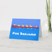 漕おもしろいぎ船漫画イラストレーション カード (正面)