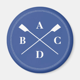 漕ぎクロスoarsモノグラムイニシャル海軍 マグネット