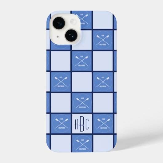 漕ぎ越しオールイニシャル青 iPhoneケース (裏面)