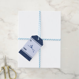 漕ぐオール青パタカスタマイズン・スポーツ ギフトタグ