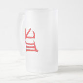 漢字おいしい赤いすり付きマグカップ フロストグラスビールジョッキ (正面左)