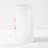 漢字おいしい赤いすり付きマグカップ フロストグラスビールジョッキ (中央)