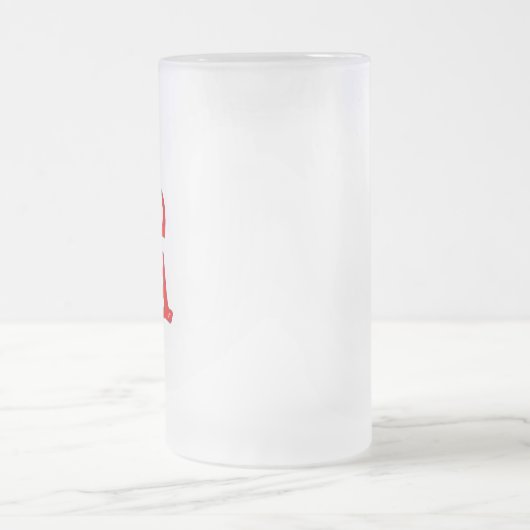 漢字おいしい赤いすり付きマグカップ フロストグラスビールジョッキ (中央)