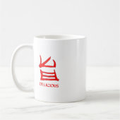漢字おいしい赤いマグカップ コーヒーマグカップ (左)