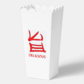 漢字おいしい赤い白いポップコーン箱 フェイバーボックス (正面)