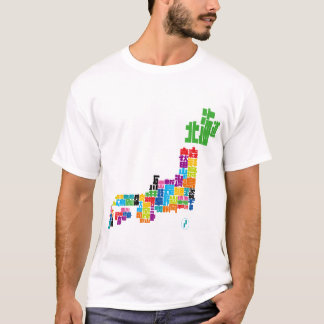 漢字で構成された日本地図 Tシャツ