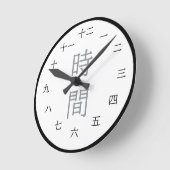 漢字のクラシカルなデザインの黒と白の壁掛け時計 ラウンド壁時計 (傾斜)
