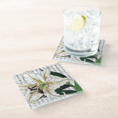 漢字の上にアジアンホワイリリー ガラスコースター (アングル)