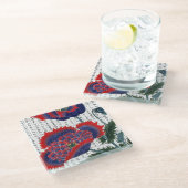 漢字の元になるアジアの赤いケシ ガラスコースター (アングル)