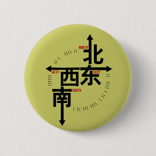漢字の北の南東の西ボタン 缶バッジ