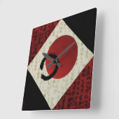 漢字の可能性を秘めた全(にん)圓(えん)三(さん)サークル スクエア壁時計 (傾斜)