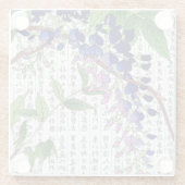 漢字の背景にあるアジアの藤 ガラスコースター (裏面)