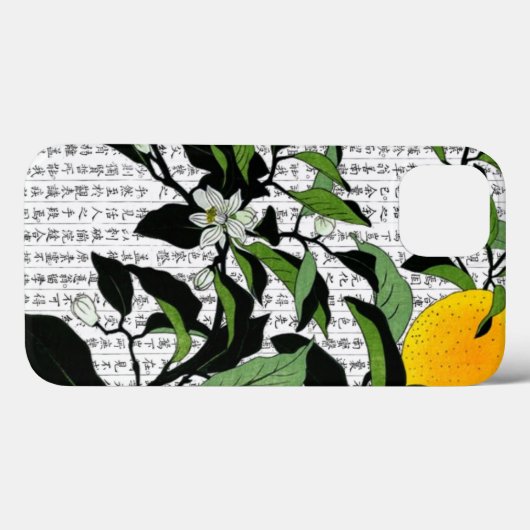 漢字の背景にアジアのオレンジ色の花 Case-Mate iPhoneケース (裏面 (横))