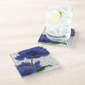 漢字の背景に表示されるアジアのブルーポピー ガラスコースター (アングル)