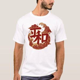 **漢字の「優」エクセレンスレッドゴールド波アート** Tシャツ