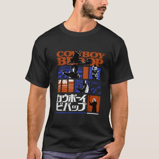 漢字コミックストリップの牛ビバップ Tシャツ (正面)