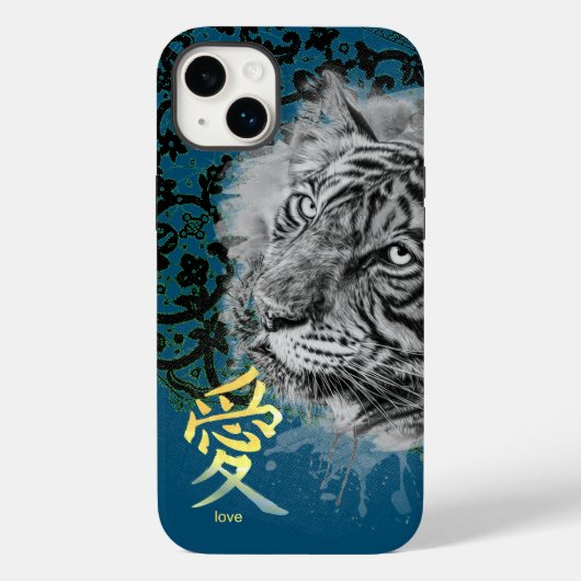 漢字ラブ アンティーク レース ペイントタイガー iPhone カ Case-Mate iPhoneケース (裏面)