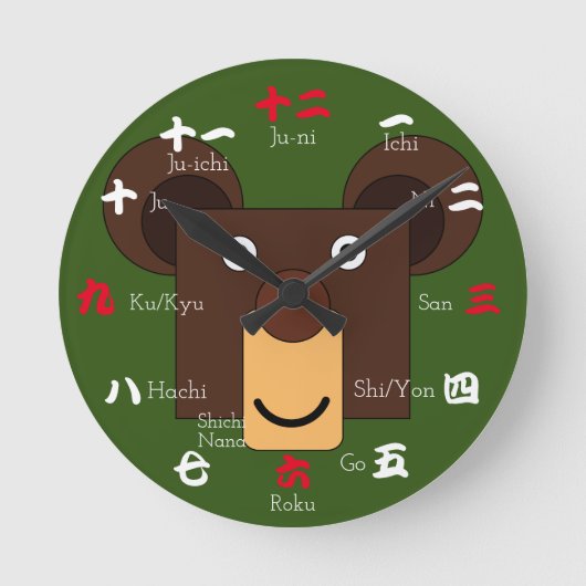漢字日本の数 ラウンド壁時計 (正面)